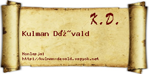Kulman Dévald névjegykártya